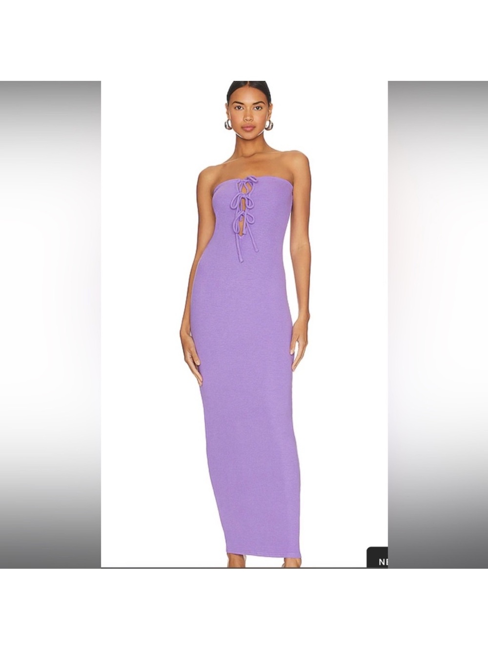 Lioness Strapless Lace-Up Maxi Dress in Purple